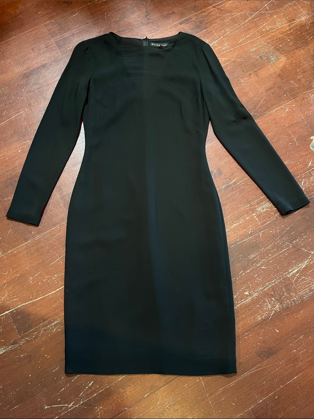 Ralph Lauren Black Long Sleeve Fitted Sheath Dress